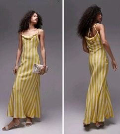 NWT Topshop Premium Cami Yellow Stripe Slip Dress with Beaded Straps Sz US 2 eBay at eBay