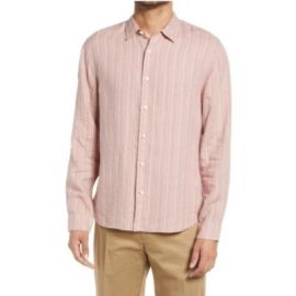 NWT VINCE Stripe Linen Button-up Shirt In Himalayan Optic White eBay at eBay