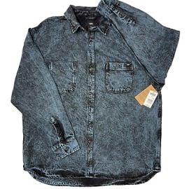 NWT Vans Lincoln Denim Shirt Shacket Blue Black Acid Wash Loose Fit Menaposs Size L eBay at eBay