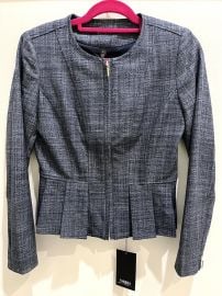 NWT White House Black Market Blue Crosshatch Flirty Jacket Size 0 $225 at eBay