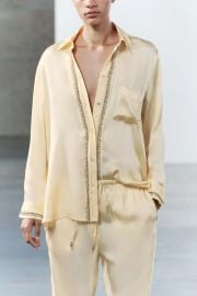 NWT ZARA EMBROIDERED SATIN EFFECT SHIRT PANT SET ZW COLLECTION XL eBay at eBay