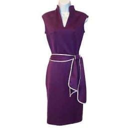 NY amp Company Purple Belted Fitted Sheath Dress Sleeveless V-Neck Sz XS eBay at eBay