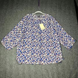 NYDJ 34 Sleeve Floral Printed Pintucked Back Blouse Womenaposs 2x Charlottes Boho eBay at eBay