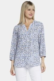 NYDJ Pintuck Blouse in Flower Print at Nordstrom