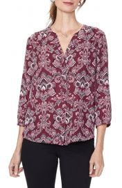 NYDJ Pleat Back Blouse in Orchid Garden at Nordstrom