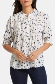 NYDJ Pleated Peasant Blouse at Nordstrom