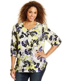 NYDJ Plus Size Printed Blouse at Macys