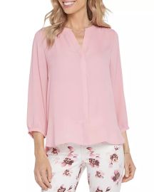 NYDJ Three Quarter Sleeve Printed Pintucked Back Blouse   Bloomingdales at Bloomingdales