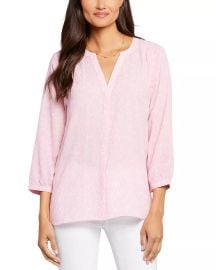 NYDJ Three Quarter Sleeve Printed Pintucked Back Blouse Bloomingdales at Bloomingdales