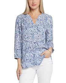 NYDJ Three Quarter Sleeve Printed Pintucked Back Blouse Bloomingdales at Bloomingdales