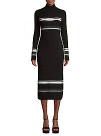 Naadam - Stripe Wool Cashmere Rib-Knit Turtleneck Dress at Saks Off 5th