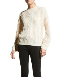 Naadam Open Cable-Knit MerinoCashmere Crewneck Sweater at Neiman Marcus