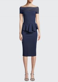 Nabelle Illusion Dress w/ Peplum Waist at Bergdorf Goodman