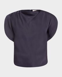 Nadia Satin Petal-Sleeve Top at Neiman Marcus