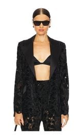 Nadine Merabi Floral Valia Blazer In Black at Revolve