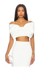 Nadine Merabi Structured Bow Top In White at Revolve