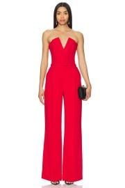 Nadine Merabi Tuxedo Tailored Jumpsuit In Red at Revolve