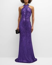 Naeem Khan Sequin Halter Gown at Neiman Marcus