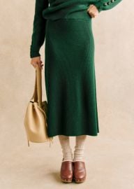 Naelle Skirt - Bottle Green - Merino Wool - Szane at Sezane