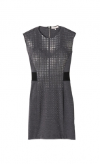 Nailhead dress in grey at Rebecca Taylor