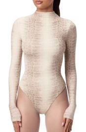 Naked Snakeskin Print Long Sleeve Bodysuit at Nordstrom Rack