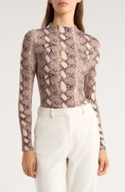 Naked Wardrobe Naked Snakeskin Print Long Sleeve Bodysuit at Nordstrom