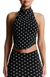Naked Wardrobe Polka Dot Halter Crop Top at Nordstrom