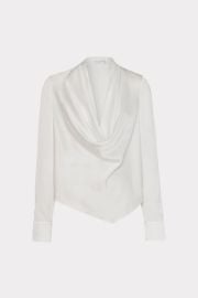 Nancy Satin Cowl Top in White MILLY at Milly