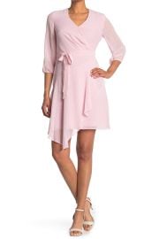 Nanette Lepore 3 4 Length Sleeve Wrap Dress in Doce Pink at Nordstrom Rack