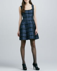 Nanette Lepore Dazzling Shiny Plaid Dress at Neiman Marcus