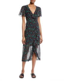 Nanette Lepore Getaway Floral Silk V-Neck Dress at Neiman Marcus