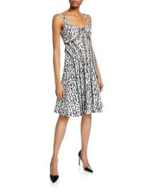 Nanette Lepore Leopard Scoop-Neck Sleeveless Fit- amp -Flare Dress at Neiman Marcus