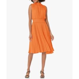 Nanette Lepore Smocked High Neck Pleated Midi Dress Size 2 eBay at eBay
