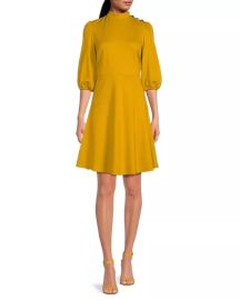 Nanette Lepore Solid Puff Sleeve A Line Dress at Saks Off 5th