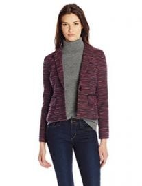 Nanette Lepore Womenand39s Interwoven Striped Tweed Jacket at Amazon