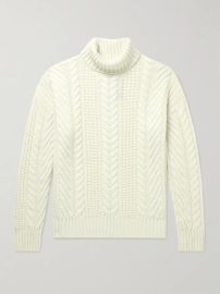 Nannos Turtleneck Cable Knit Wool Sweater by Boss at Mr Porter