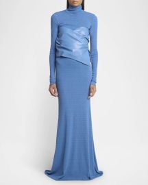 Nanushka Amabel Turtleneck Alt Leather Combo Maxi Dress at Neiman Marcus