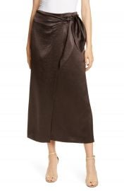 Nanushka Amas Crinkled Satin Midi Wrap Skirt   Nordstrom at Nordstrom