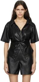 Nanushka Black Vegan Thora Short Sleeve Shirt at Ssense