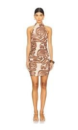 Nanushka Denica Dress In Caramel Ribbon at Revolve