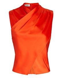 Nanushka Difya Cross-Front Satin Top In Orange reg at Intermix