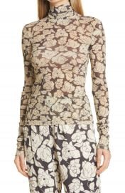 Nanushka Floral Turtleneck Long Sleeve Top   Nordstrom at Nordstrom