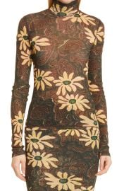 Nanushka Harri Floral Print Turtleneck Top in Arte Povera Floral Black at Nordstrom  at Nordstrom