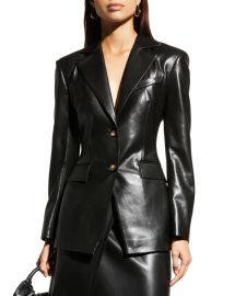 Nanushka Hathi Single-Breasted Faux Leather Blazer at Neiman Marcus