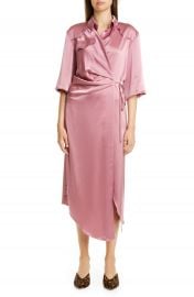 Nanushka Lais Satin Midi Wrap Dress   Nordstrom at Nordstrom