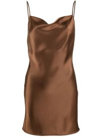 Nanushka Lotti Draped Satin Mini Dress in Brown at Farfetch