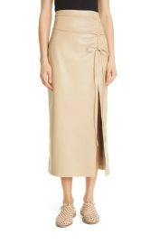 Nanushka Malorie Ruched Front Slit Skirt at Nordstrom