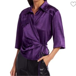 Nanushka Tops Nanushka Dalas Satin Wrap Top Poshmark at Poshmark