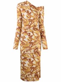 Nanushka abstract-print Ruched Midi Dress - at Farfetch