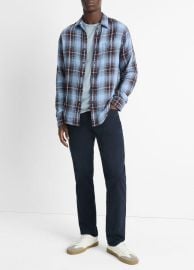 Napa Plaid Cotton Shirt in Shirts at Vince